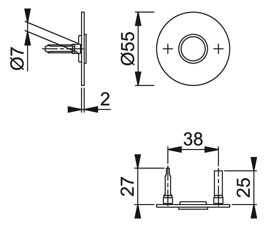 Bild HOPPE Drückerrosettenpaar E849N, außen/innen, rund, mit Stütznocken, 2mm, Türstärke min. 35mm, Türstärke maximal 45mm, schwarz matt-1
