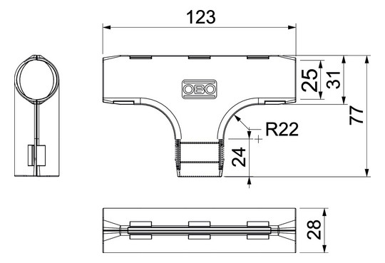 OBO 3000 TMS M25 LGR Quick-Pipe-T-Stück 