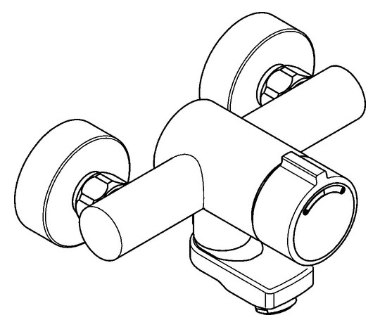 AR Wandbatterie, F3, hydr., Mischer, Schwenkauslauf, 100 mm, 3l