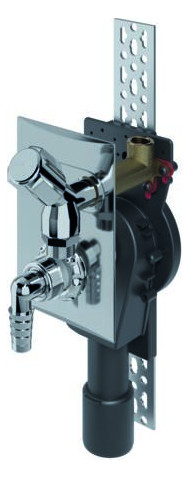 Dallmer Wandeinbau-Waschgeräte-Siphon 406 DN 40/50, senkrecht, Abdeckplatte Kunststoff, verchromt, 120x180mm