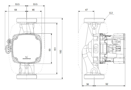 GRUNDFOS Hocheffizienz Umwälzpumpe ALPHA2 GO 32-40 180 220-240V 9H DD0