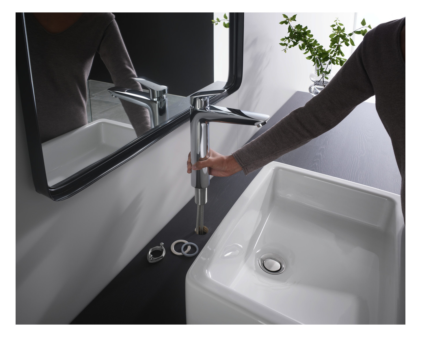 hansgrohe Waschtisch-Einhebelmischer 190 Logis mit Zugstangen-Ablaufgarnitur, chrom