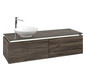 V&B Waschtischunterschrank Legato 140x38x50cm, Waschtisch links, mit LED-Beleuchtung, Stone Oak