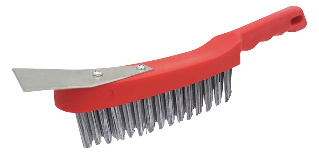 Bild Universal-Handdrahtbürste Stahldraht glatt Kunststoff -Körper mit Schaber 290 x 15 mm - fortis-0