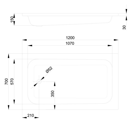 Duschwanne BetteQuinta 120x70x15cm, manhattan