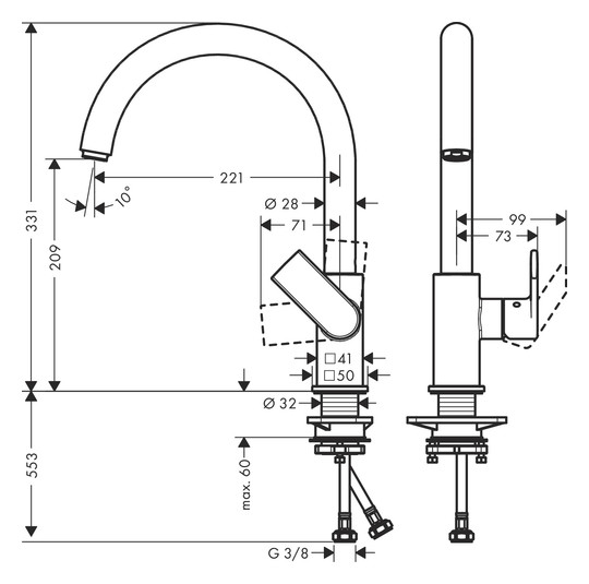 hansgrohe Spültisch-Einhebelmischer 210 Vernis Shape M35 1jet, mattschwarz