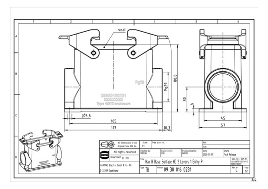 HART Gehäuseunterteil        09300160231 