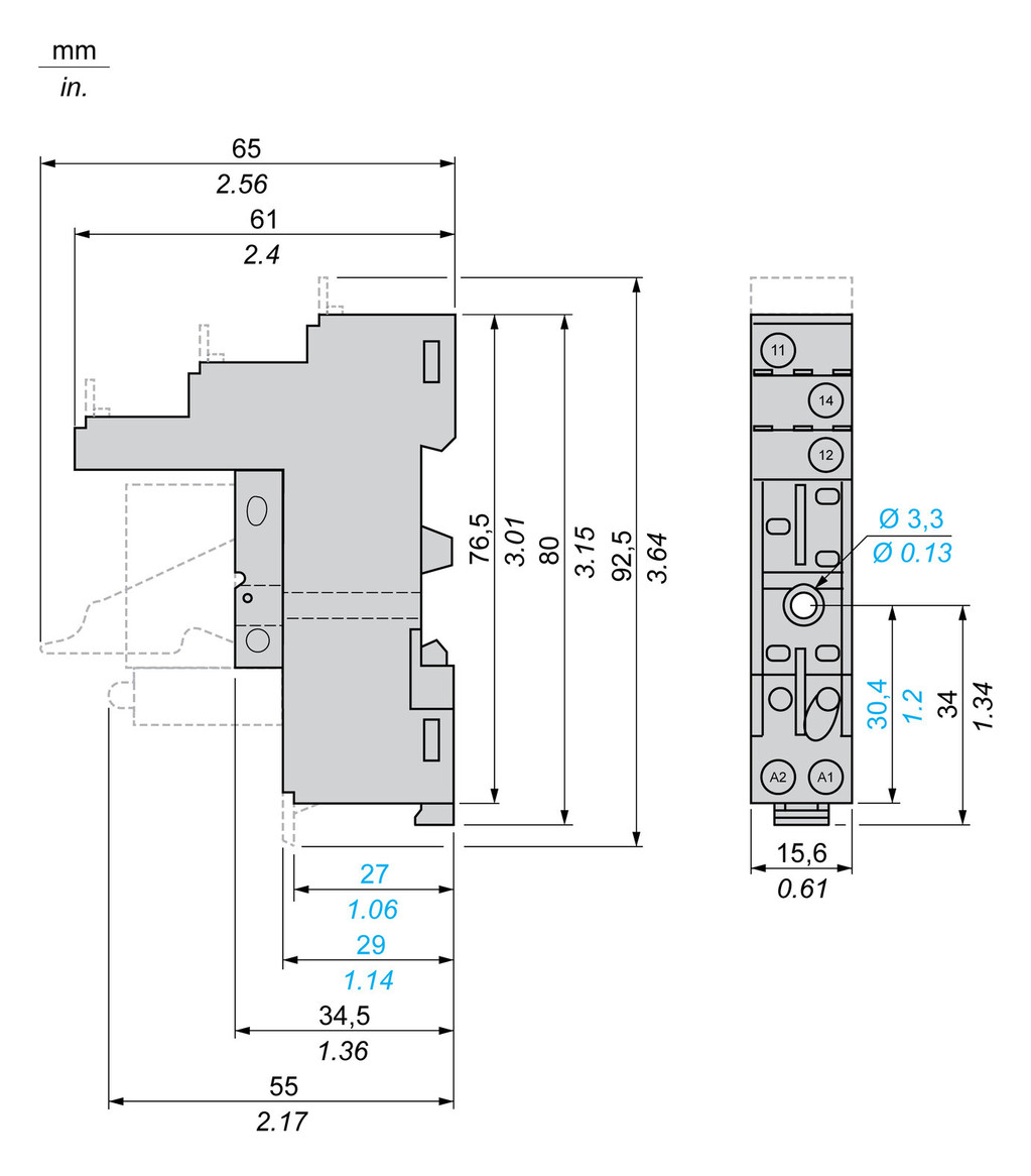 Relaissockel Schraub TS35 5Pins Hutschiene TH35 15,5x78,5x67mm
