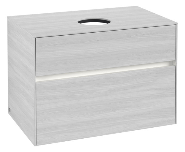 V&B Waschtischunterschrank Collaro 80x54,8x50cm, Waschtisch mittig, LED-Beleuchtung 5,7 W, white wood