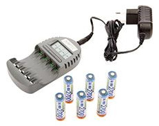 JUMTEC-Ladegerät-Set 2 mit 6 Mignon NimH-Akkus