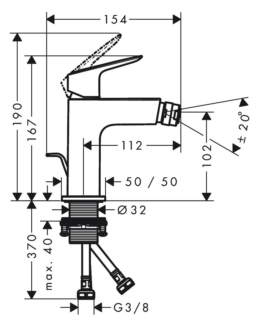 hansgrohe Bidet-Einhebelmischer 110 Logis Fine mit Zugstangen-Ablaufgarnitur, chrom hansgrohe Bidet-Einhebelmischer 110 Logis Fine mit Zugstangen-Ablaufgarnitur, chrom