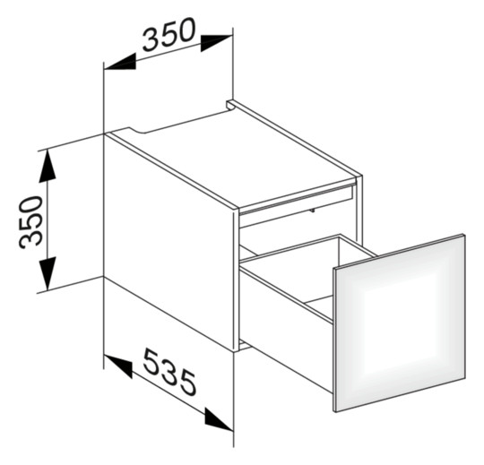 KEUCO Unterschrank Edition 11 35x35x53,5cm, 1 Frontauszug, Cashmere, Glas Cashmere satiniert