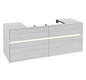 V&B Waschtischunterschrank Collaro 140x54,8x50cm, Waschtisch mittig, LED-Beleuchtung 10,4 W, white wood