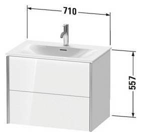 Duravit Waschtisch-Unterschrank XViu 71 x 48 x 55,7 cm, Eiche natur, 2 Schubkästen, champagner matt