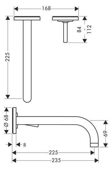 hansgrohe Fertigmontageset Axor Uno UP-Waschtisch-Einhebelmischer, Pin-Griff, Rosetten, Ausladung 225 mm, chrom