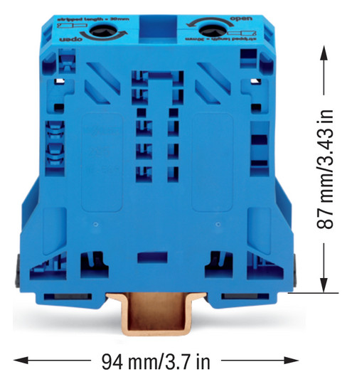Reihenklemme 10-70qmm Serie 285 1Etage 2kl bl 150A Hutschiene TH35
