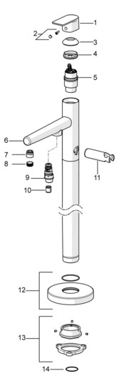 HANSA Fertigmontageset HANSASTELA Wannenarmatur bodenstehend, Zugumsteller, Ausladung 209mm, chrom