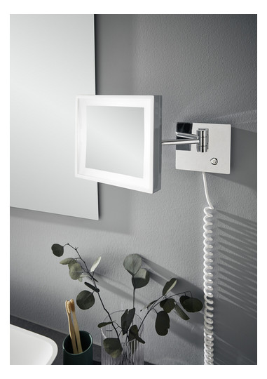 EMCO LED-Rasier-/Kosmetikspiegel Pure Ø 203 mm, rund, Vergrößerung 3-fach, mit Kippschalter, chrom