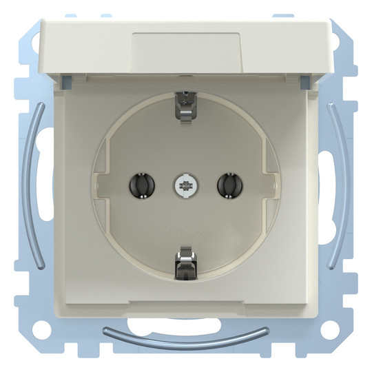 Steckdose 1f polws glz System M UP Klappd IP20