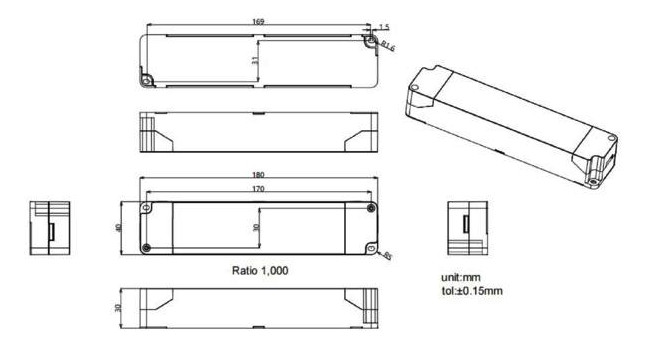 LED-Steuerung 44,1W 900-1050mA 30-42V IP20 Dimmung 1-10 V Kstgeh dyn