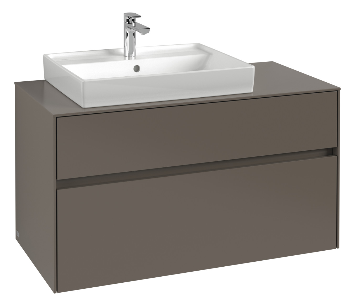 V&B Waschtischunterschrank Collaro 100x54,8x50cm, Waschtisch links, LED-Beleuchtung 7,3 W, white matt