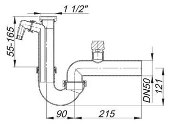 Dallmer Röhren-Siphon 100/1 SLR 1 1/2" x DN 50, mit Belüftungsventil