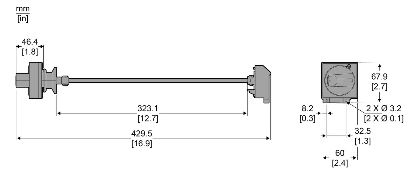Drehantrieb abschl Achsverläng Verriegelung Mit Achsverlängerung