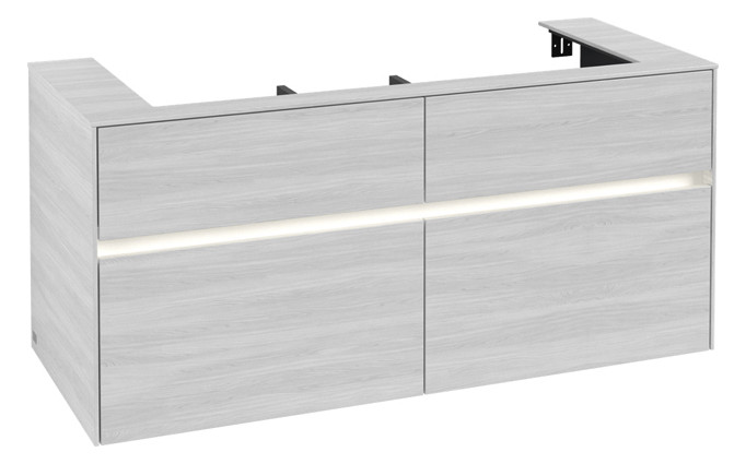 V&B Waschtischunterschrank Collaro 120x54,8x50cm, Waschtisch mittig, LED-Beleuchtung 8,8 W, white wood
