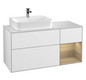 V&B Waschtisch-Unterschrank Finion 120cm, Abdeckplatte white matt, Regal rechts Oak Veneer, Glossy white lacquer