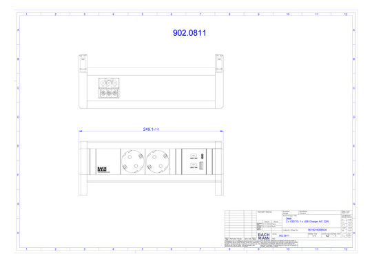 Bachmann DESK 2xCEE7/3 1xUSB    902.0811 