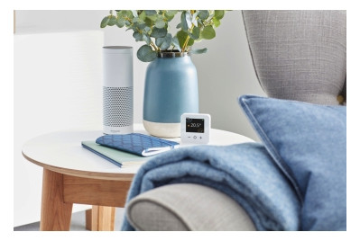 Raumtemperaturregler AP Wiser Funkb ws glz Basis+m.Geh Mit Vor-Ort Bedienung