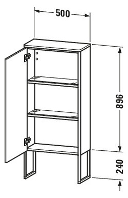 Duravit Halbhochschrank XSquare 50x23,6x113,6cm, stehend, Tür links, Eiche schwarz