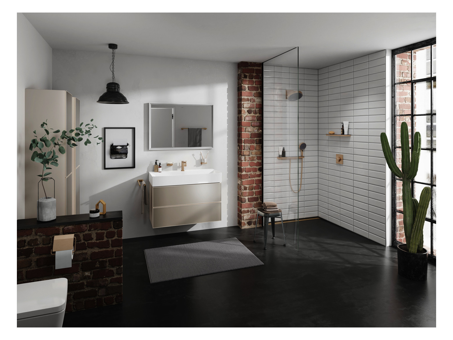 hansgrohe Handtuchhalter AddStoris Länge 445mm, zweiarmig, Wandmontage, Metall, brushed bronze