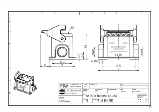 HART Sockelgehäuse M20       19628061290 