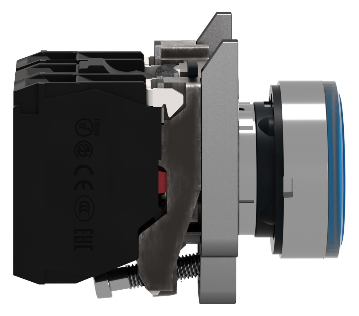 Drucktaster 1f bl rnd Ø22,5mm 1S 1Ö IP66 fl Geeignet für Beleuchtung Tastend