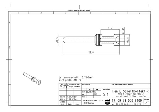HART Schaltk.-Stift 1qmm     09330006109 