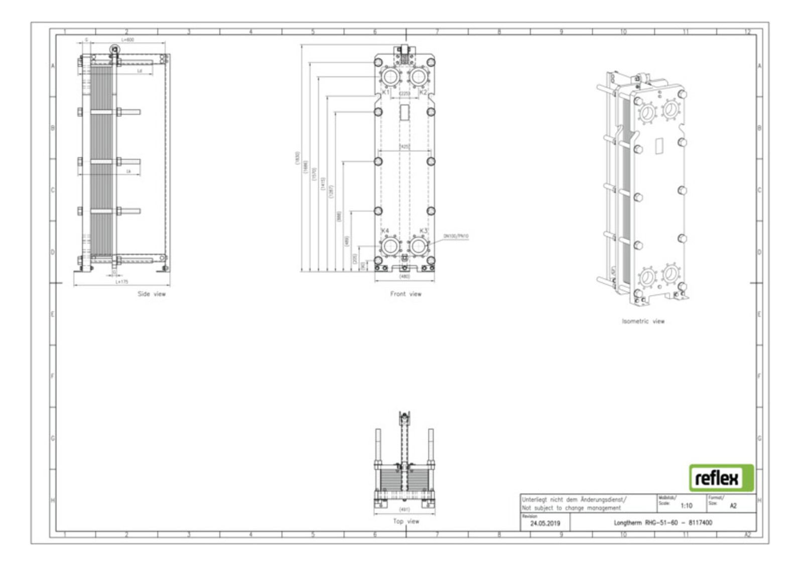 Reflex Wärmetauscher Longtherm RHG-51-60 Plattenzahl 60, geschraubt, Edelstahl