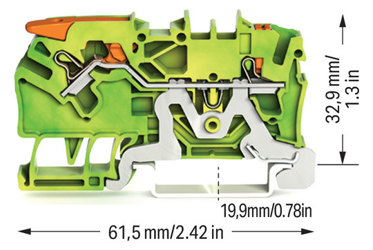 Schutzleiter-Reihenklemme 0,25-4qmm gn/ge 1Etage Hutschiene TH35