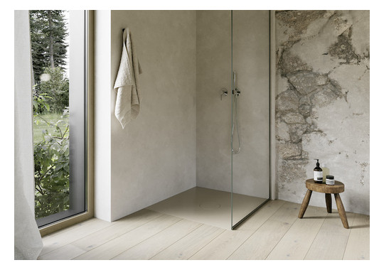 Bette Duschfliese Antirutsch Pro BetteAir 1000 x 1000 mm, greige, Rechteck, glasierter Titan-Stahl, mit Minimum-Täger