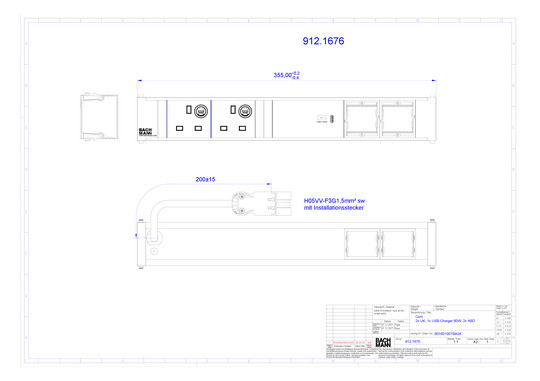 Bachmann CONI 2xUK 1xUSB C 60W  912.1676 