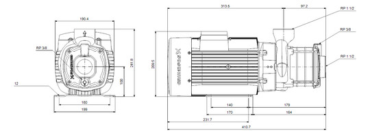 Grundfos Horizontale Kreiselpumpe CM25-4 A-R-A-E-AQQE FAAN 3x400V 7,5kW