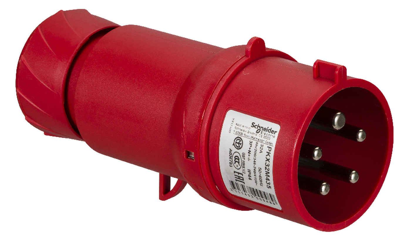 CEE-Stecker 5p 32A IP44 Acti9 380-415 V (50+60 6h schraubl.Kl Kst Verschraubung