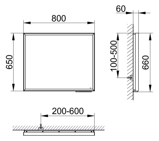 KEUCO Lichtspiegel Royal Lumos 800 x 650 x 60 mm, 53 Watt, Lichtfarbe einstellbar, silber-eloxiert
