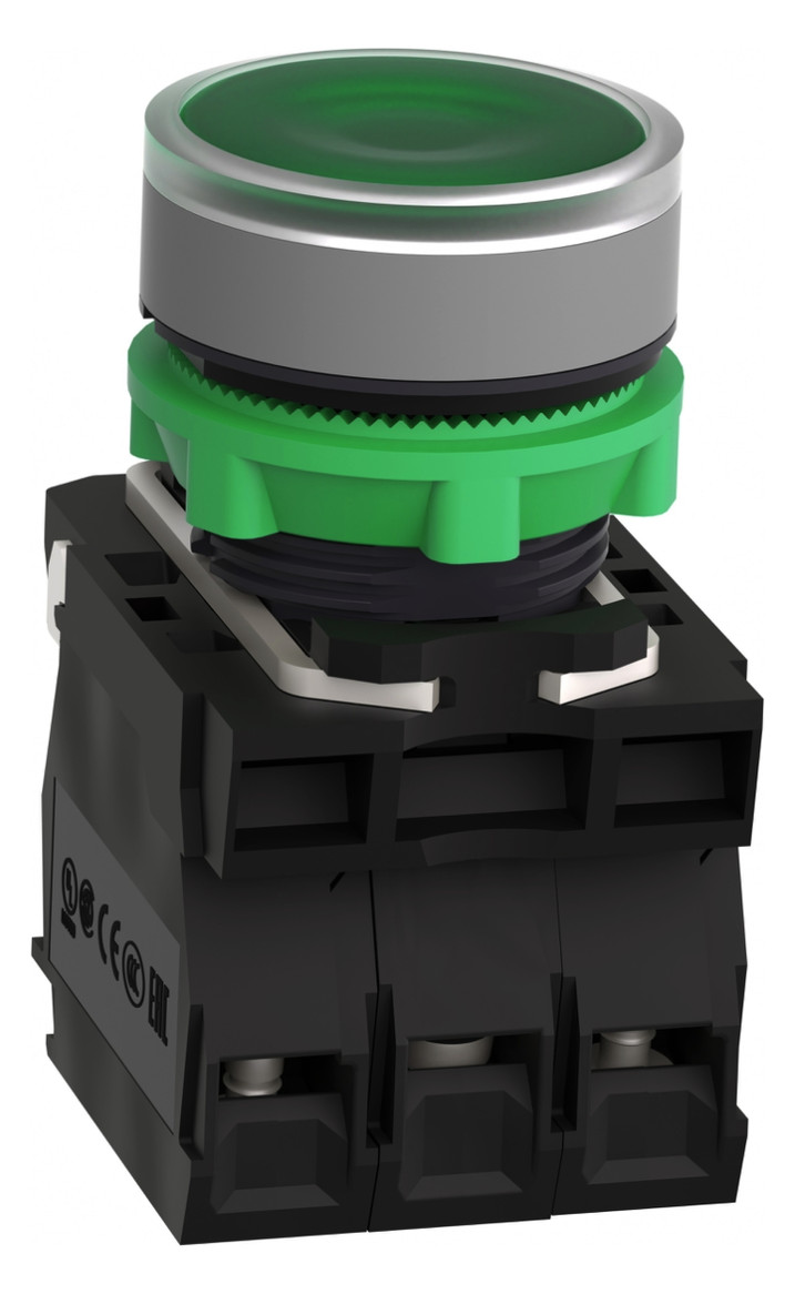 Drucktaster 1f gn rnd Ø22,5mm 1S 1Ö IP66 fl Geeignet für Beleuchtung Tastend