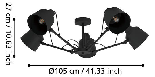 EGLO Deckenleuchte/5 E27 Schwarz   99667 