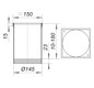 Dallmer Aufsatzrahmen Serie 15 S 15, Edelstahl 1.4301, 150x150mm, mit Gewindeeinsätzen