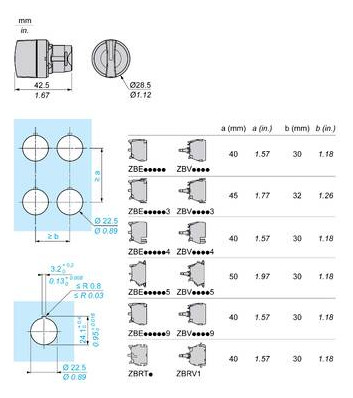 Wahlschalter 3stuf Drehkn bel.b ws rnd Geeignet für Beleuchtung Ø22,5mm
