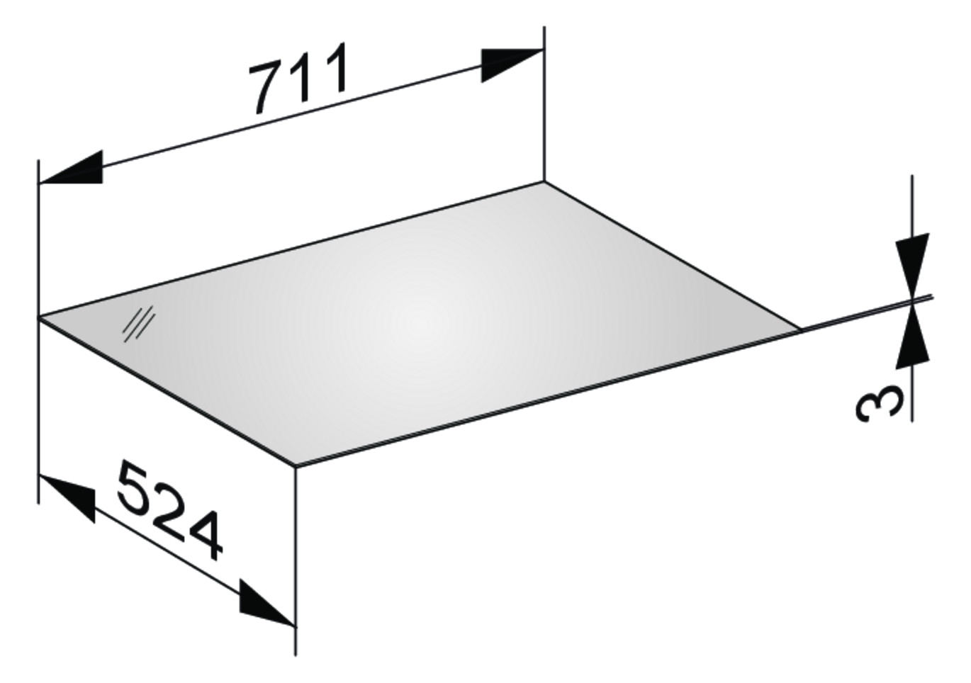 KEUCO Abdeckplatte Edition 11 71,1 x 0,3 x 52,4 cm, Cashmere, Glas Cashmere, ESG Glas Unterseite lackiert