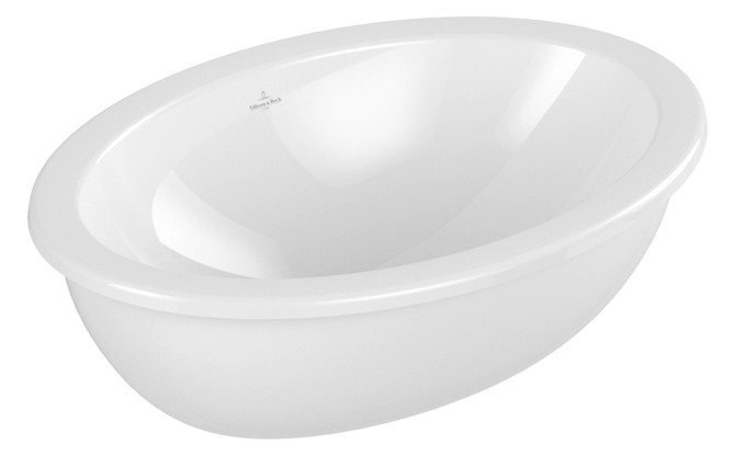 V&B Unterbauwaschbecken Loop & Friends oval, ohne Hahnlochbank, mit Überlauf, 57 x 38 cm, weiß C-plus