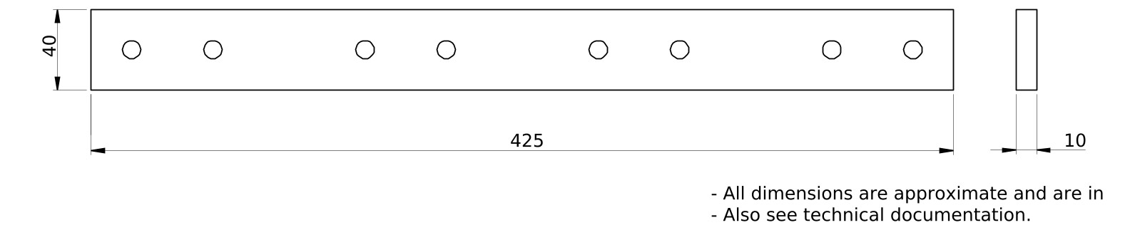 Abstandhalter 40x425x10mm